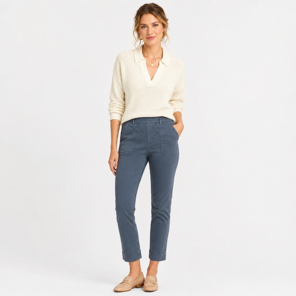 Tribal Womens Slate Blue Pull On Ankle Pants 6P Petite Stretch NWT